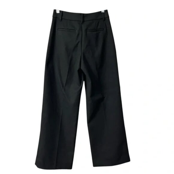 Oak + Fort Wide Leg Trouser - Pleated Fleece Lined Black size 4 - Picture 4 of 7